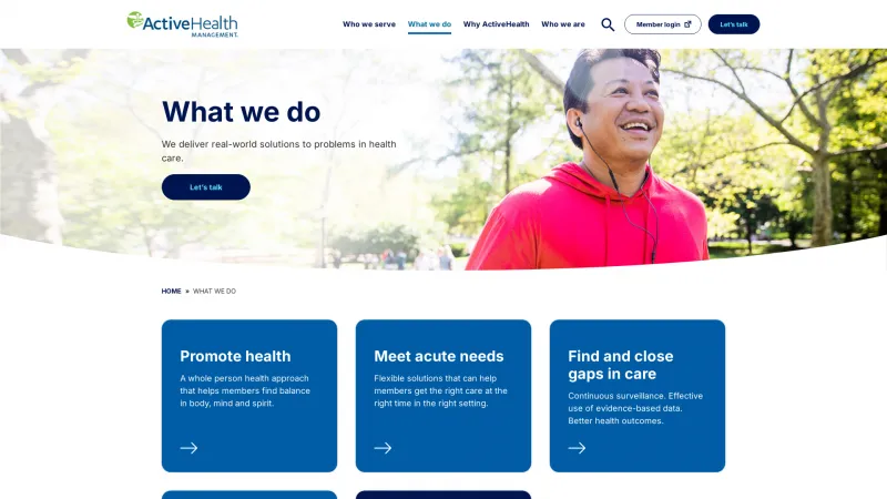 Homepage of ActiveHealth CareEngine