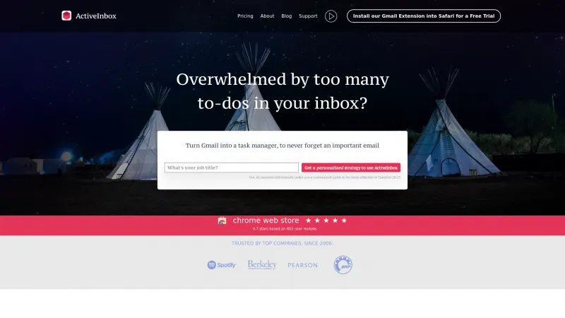 Homepage of ActiveInbox