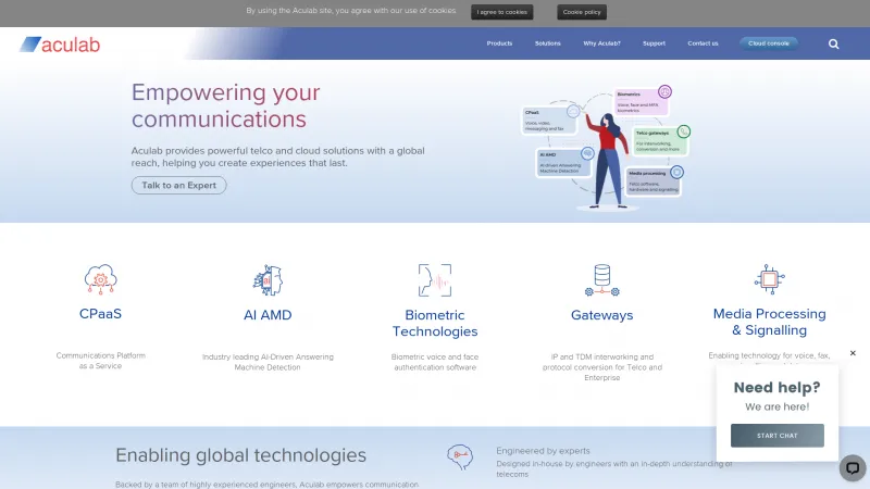 Homepage of Aculab Cloud