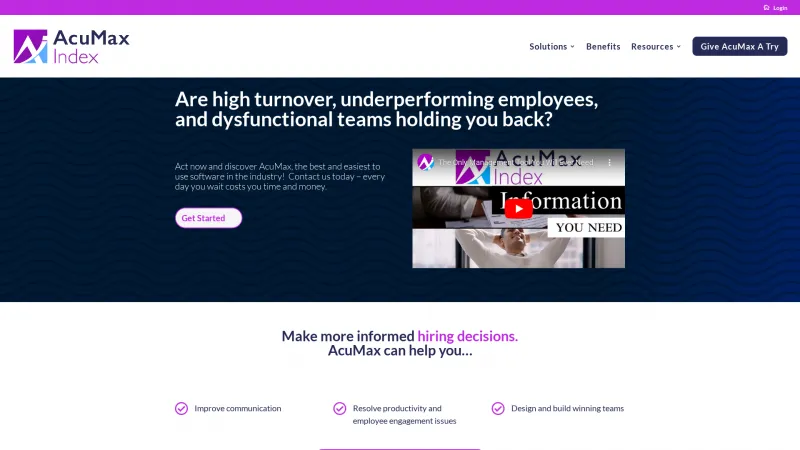 Homepage of AcuMax Index