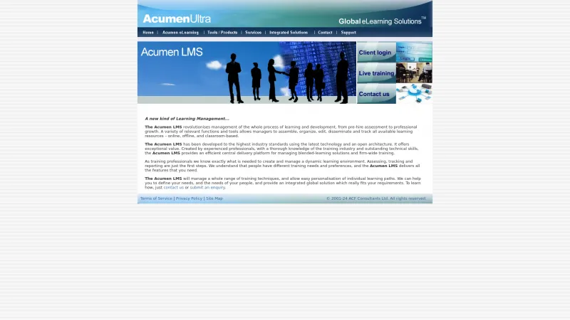 Homepage of Acumen LMS