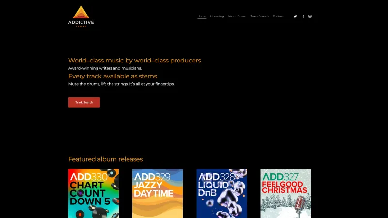 Homepage of Addictive Tracks