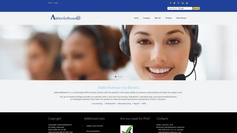 Homepage of AddonSoftware