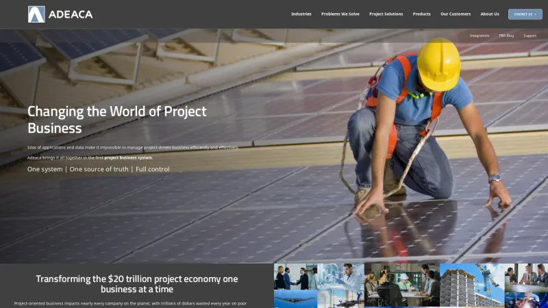 Homepage of Adeaca Project Business Automation