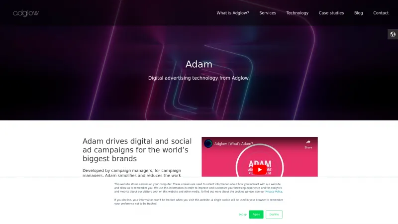 Homepage of Adglow