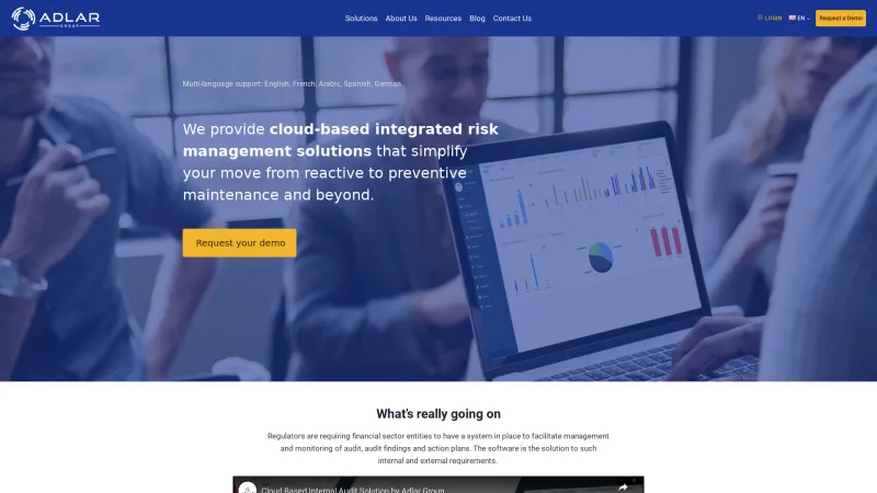 Homepage of Adlar Internal Audit Management System