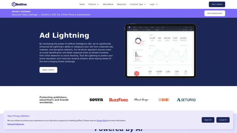 Homepage of Ad Lightning