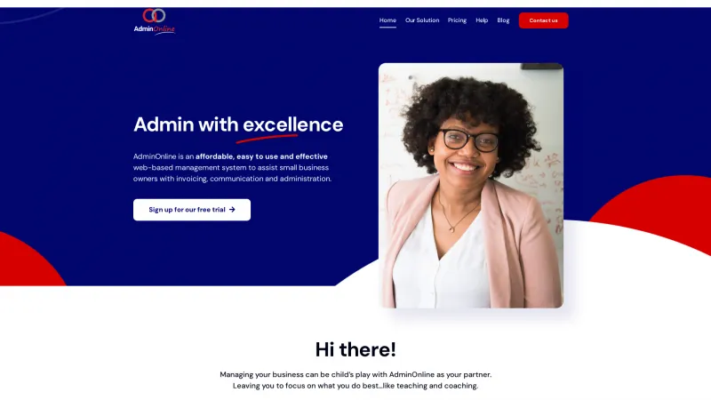 Homepage of AdminOnline