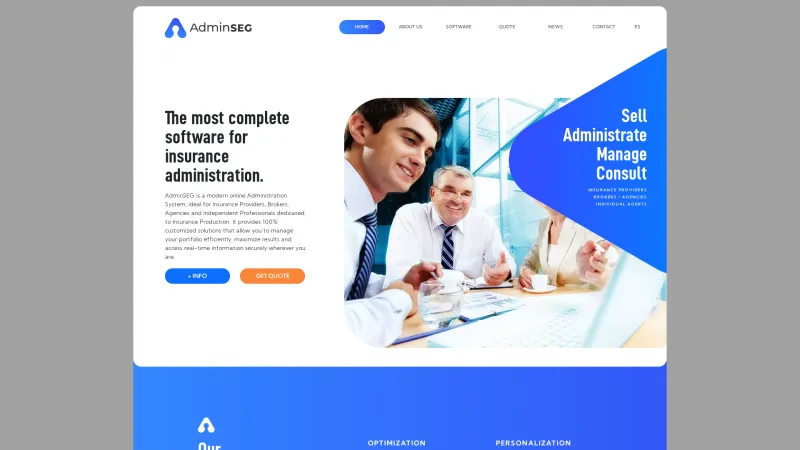 Homepage of AdminSeg