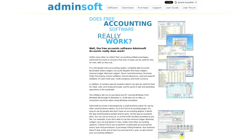 Homepage of Adminsoft Accounts