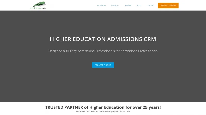 Homepage of AdmissionPros Admissions CRM