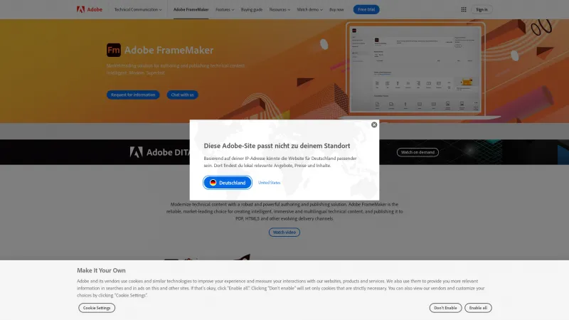 Homepage of Adobe FrameMaker