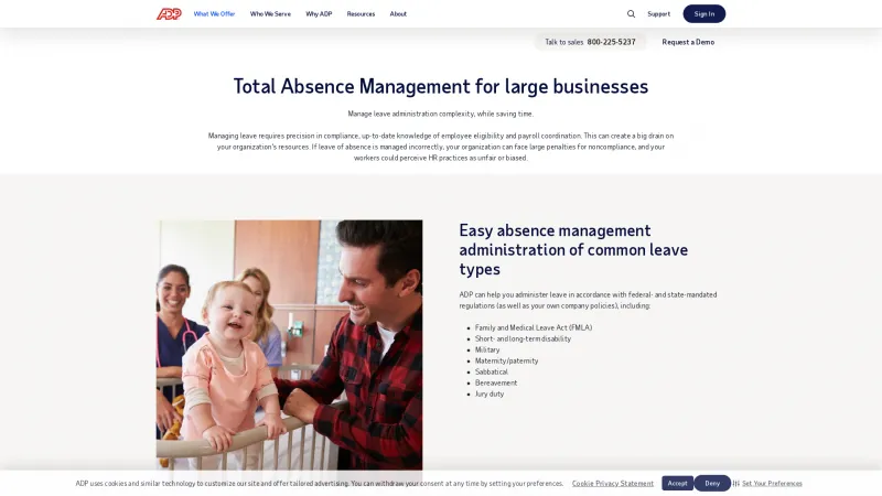 Homepage of ADP Total Absence Management