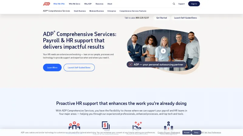 Homepage of ADP Comprehensive Services