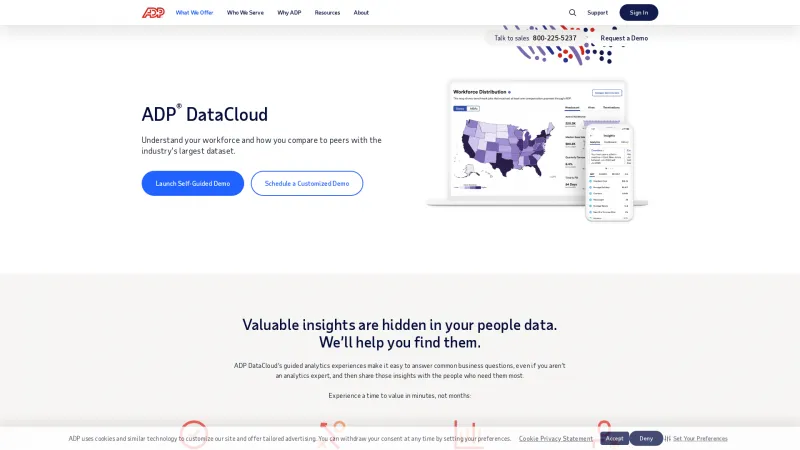 Homepage of ADP DataCloud