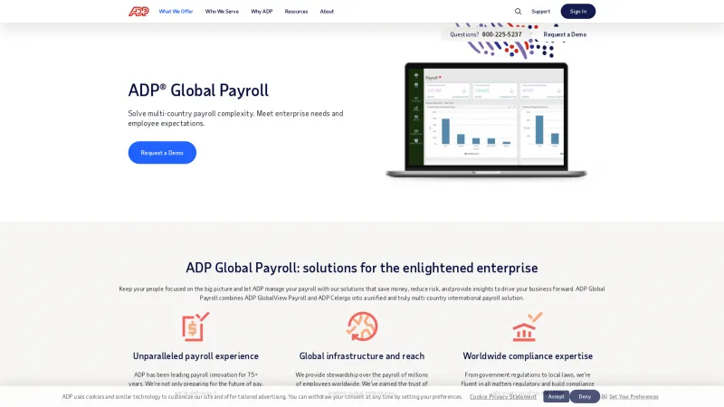 Homepage of ADP Global Payroll