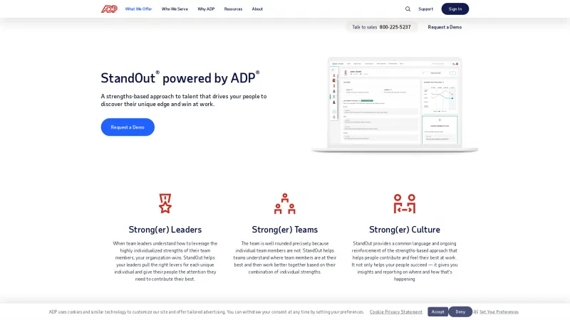 Homepage of ADP StandOut