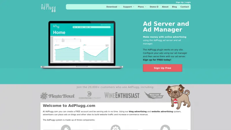 Homepage of AdPlugg