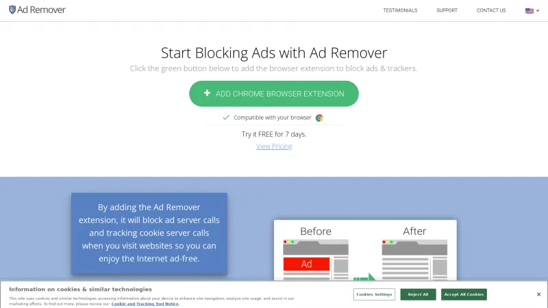 Homepage of Ad Remover