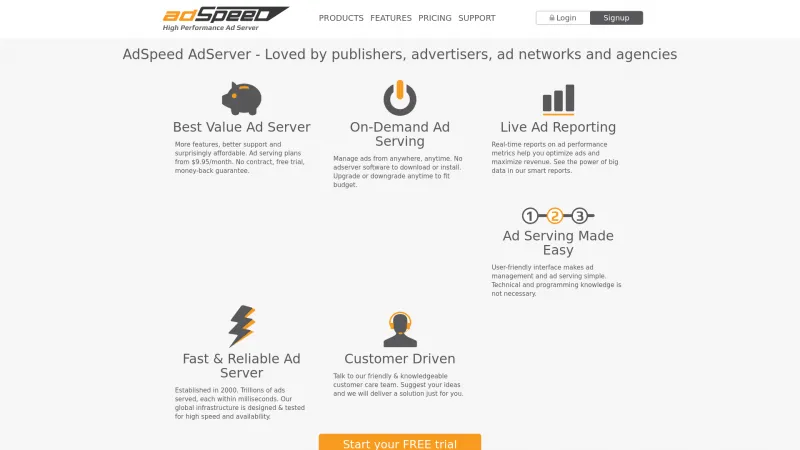 Homepage of AdSpeed AdServer