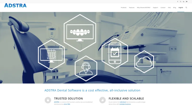 Homepage of ADSTRA Dental Software Suite