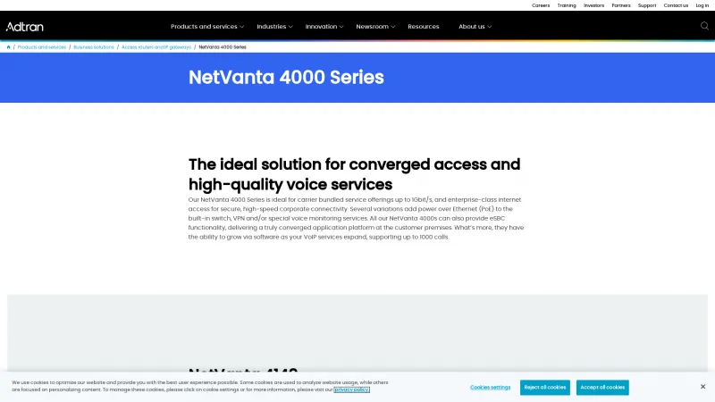 Homepage of Adtran NetVanta 4000 Series