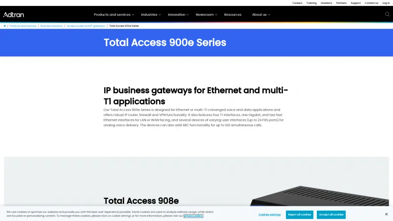 Homepage of Adtran Total Access 900e Series