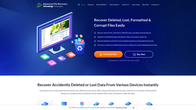 Homepage of Advanced File Recovery