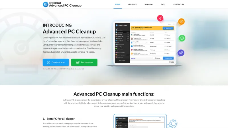 Homepage of Advanced PC Cleanup