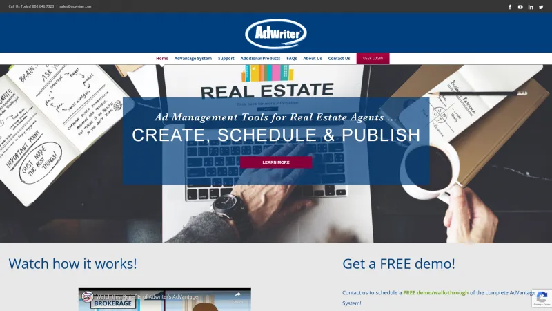 Homepage of AdWriter