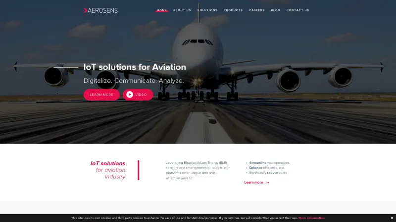 Homepage of Aerosens