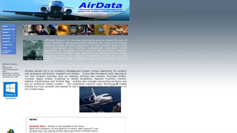 Homepage of AirData