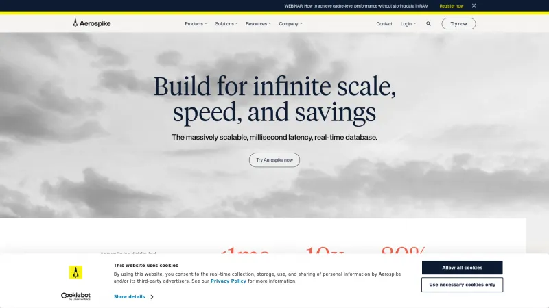 Homepage of Aerospike
