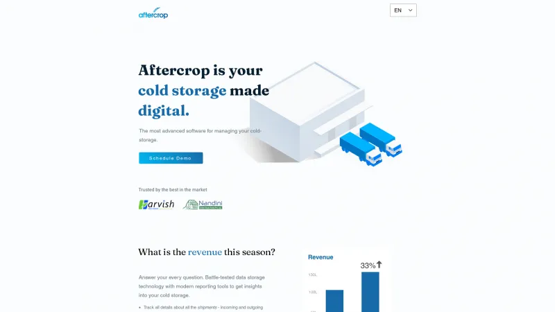 Homepage of Aftercrop