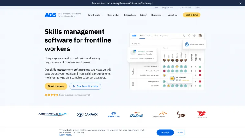 Homepage of AG5 Skills Intelligence