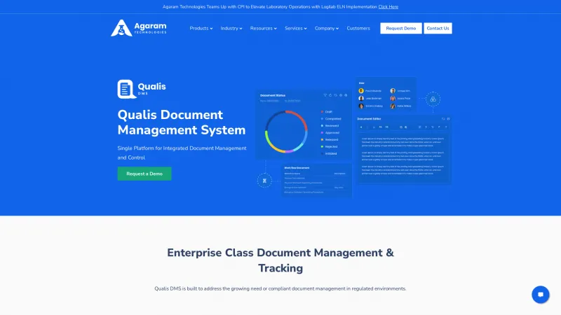 Homepage of Qualis DMS