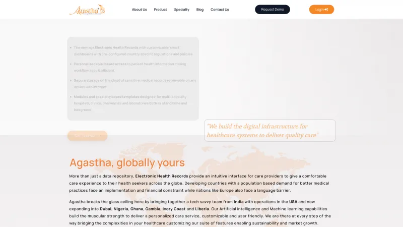 Homepage of Agastha EHR