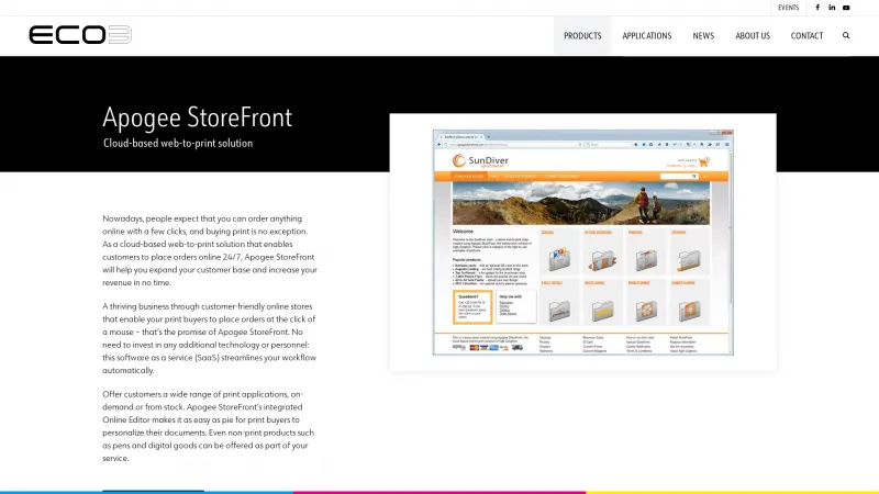 Homepage of Apogee StoreFront