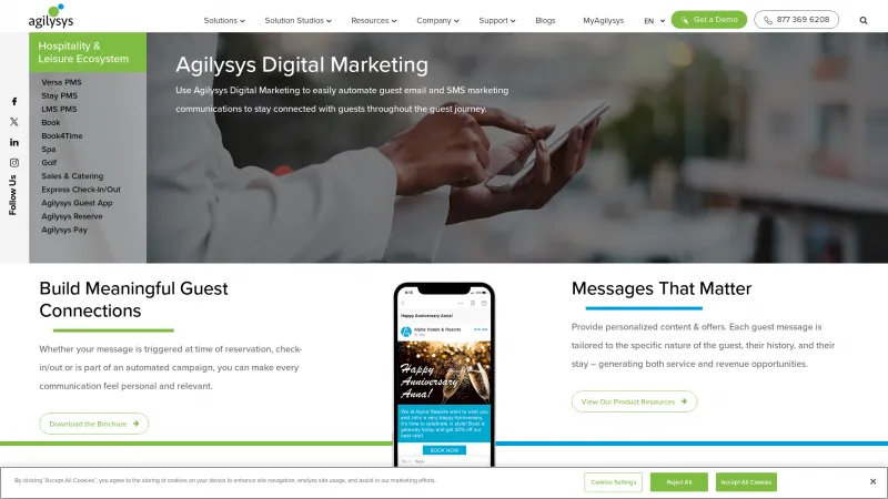 Homepage of Agilysys Digital Marketing