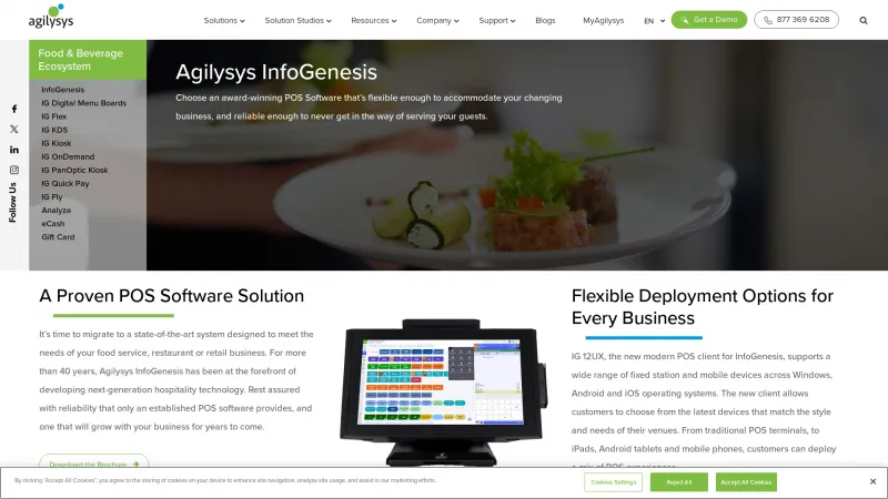 Homepage of Agilysys InfoGenesis