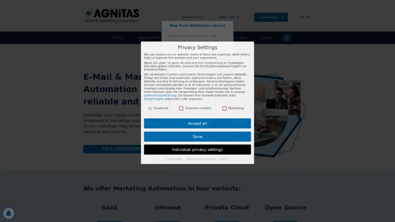 Homepage of AGNITAS