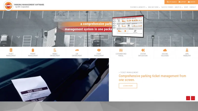 Homepage of AIMS Parking Management