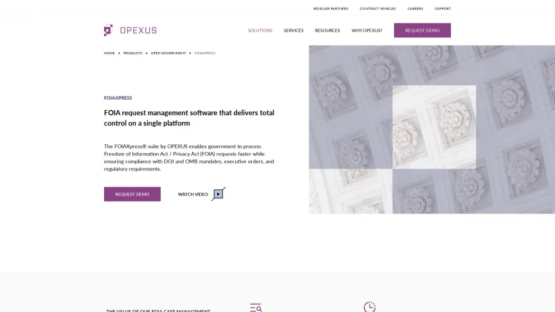 Homepage of FOIAXpress