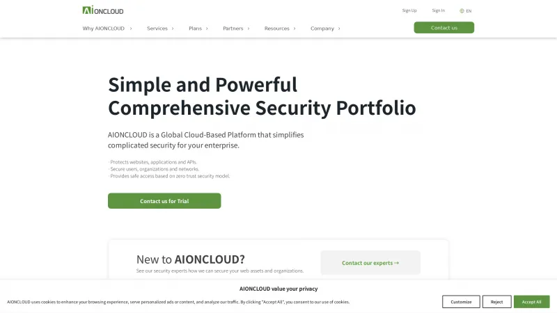 Homepage of AIONCLOUD