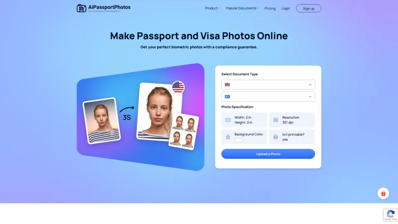 Homepage of AiPassportPhotos