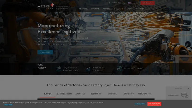 Homepage of Aegis Software FactoryLogix MES