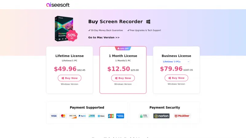 Homepage of Aiseesoft Screen Recorder