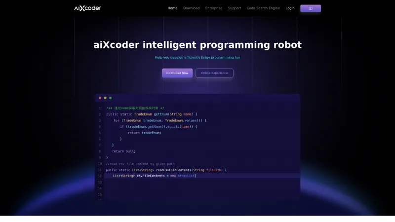 Homepage of AiXcoder