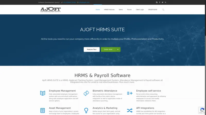 Homepage of Ajoft HRMS