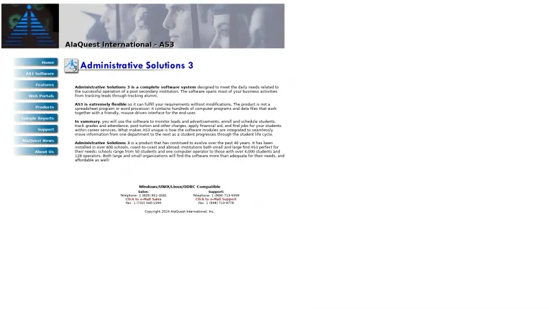 Homepage of Administrative Solutions 3